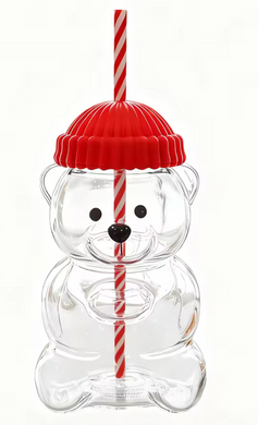Glass Bear Cup- Red
