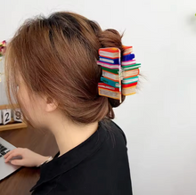 Bookworm Stack of Books Acetate Hair Claw Clip