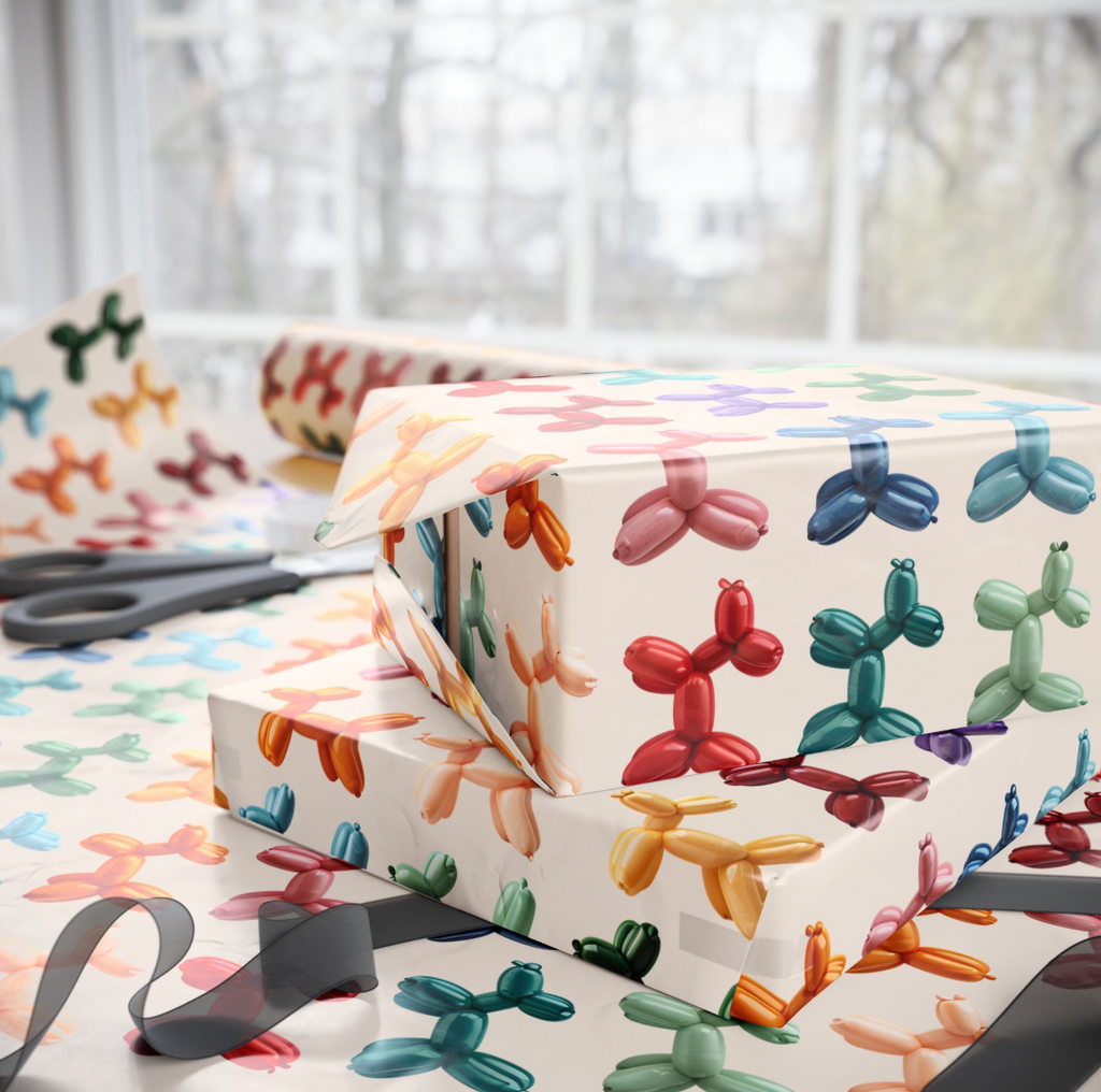 Wrapping Paper- Rainbow Balloon Dogs – Buffalovely