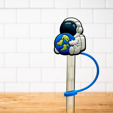 Silicone Straw Topper- Astronaut Hugging Earth