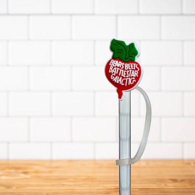 Silicone Straw Topper- Bears, Beets, Battlestar Galactica