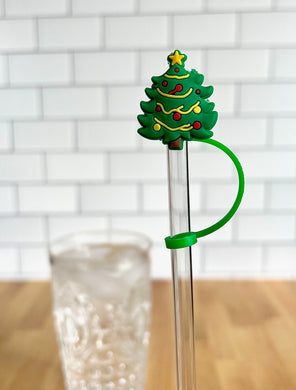 Silicone Straw Topper- Christmas Tree