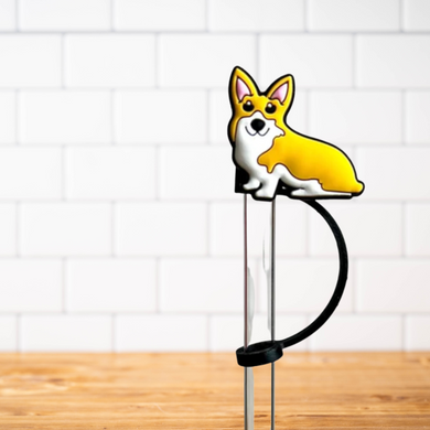 Silicone Straw Topper- Corgi