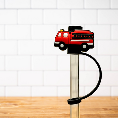 Silicone Straw Topper- Firetruck