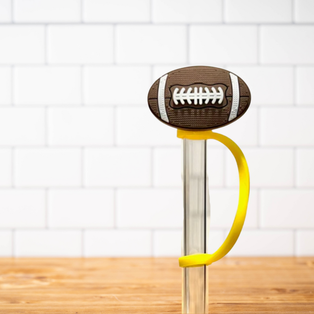 Silicone Straw Topper- Football