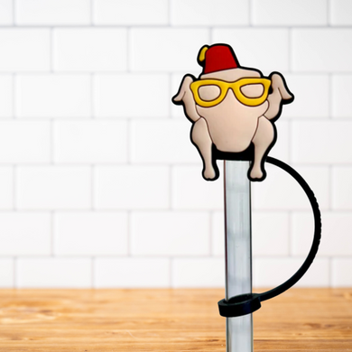 Silicone Straw Topper- Friends Turkey with Sunglasses