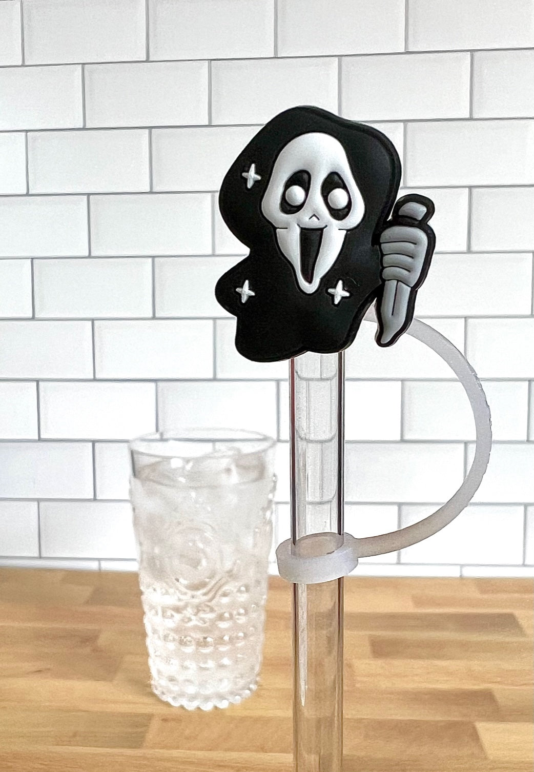 Silicone Straw Topper- Ghostface