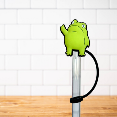 Silicone Straw Topper- Middle Finger Frog