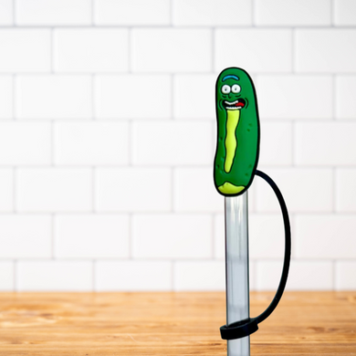 Silicone Straw Topper- Pickle Rick