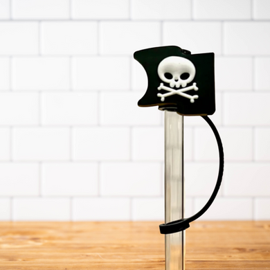 Silicone Straw Topper- Pirate Flag