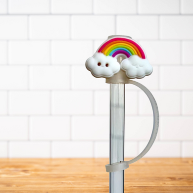 Silicone Straw Topper- Smiley Rainbow