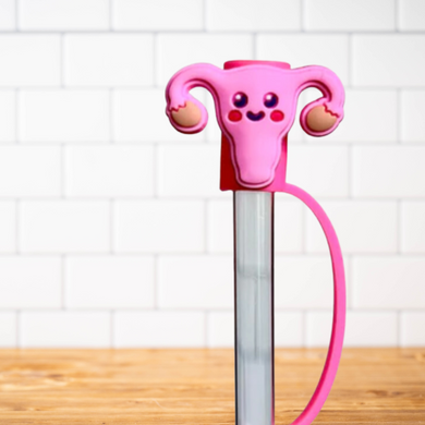 Silicone Straw Topper- Smiley Uterus