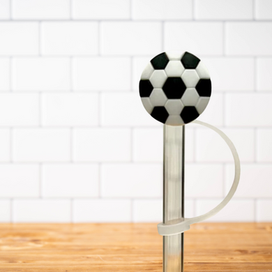 Silicone Straw Topper- Soccer Ball
