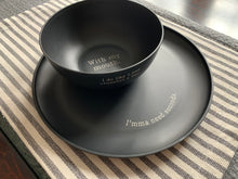 Black Plastic Plate and Bowl Set- 1000 Crunches a Day