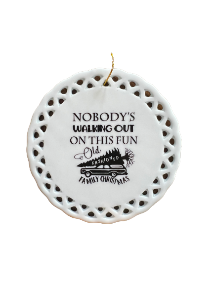 Old Fashioned Family Christmas Porcelain Ornament