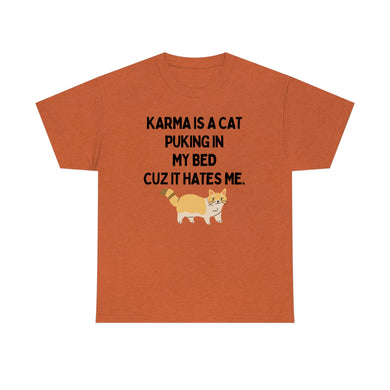 Karma is a Cat Unisex Heavy Cotton Tee