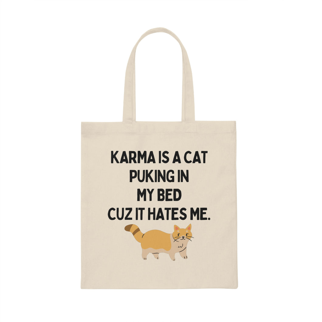 Karma is a Cat Cotton Tote Bag