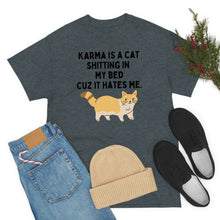 Karma is a Cat Unisex Heavy Cotton Tee
