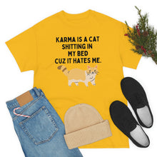 Karma is a Cat Unisex Heavy Cotton Tee