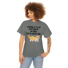 Karma is a Cat Unisex Heavy Cotton Tee