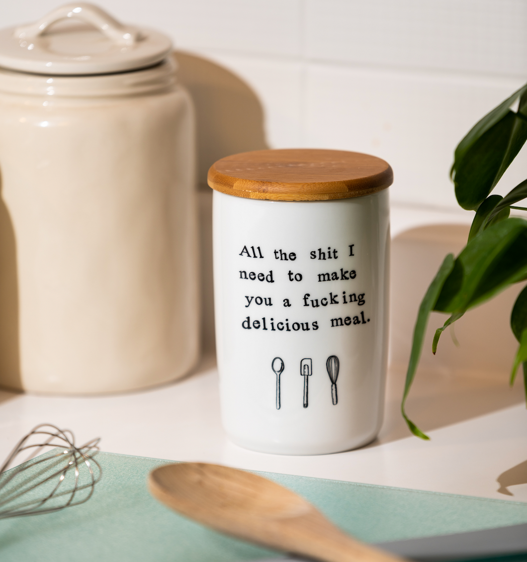 Utensil Kitchen Canister with Bamboo Lid