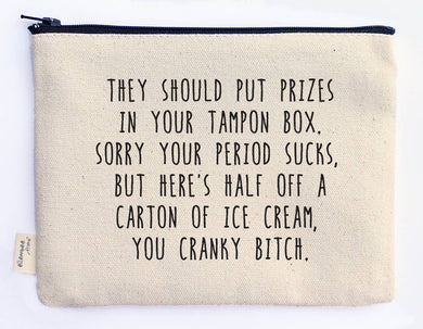 Prizes In Your Tampon Box Zipper Pouch-Discontinued