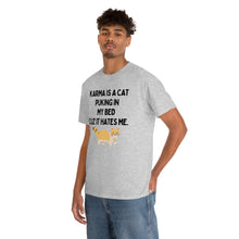 Karma is a Cat Unisex Heavy Cotton Tee