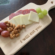 I Will Cut You Cutting Board and Cheese Knife Gift Set