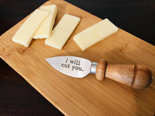 I Will Cut You Cutting Board and Cheese Knife Gift Set